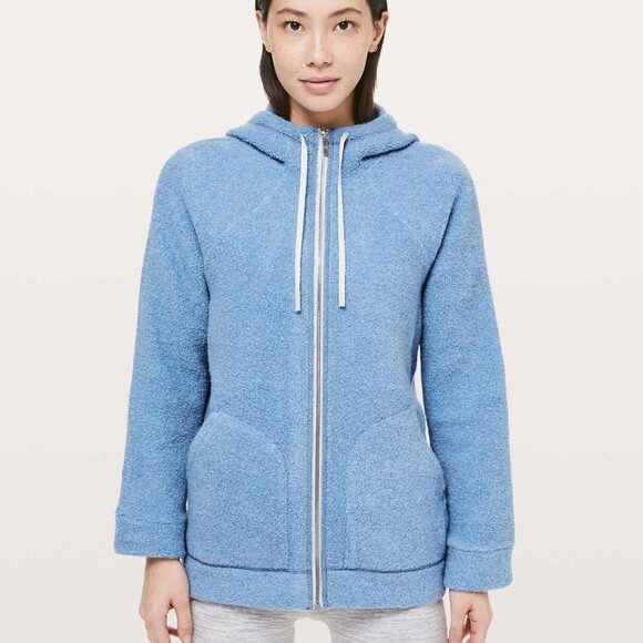 Lululemon So Sherpa Hooded Jacket Blue Medium - Picture 1 of 13